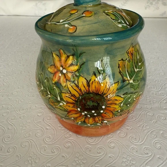 Sunflower Ceramic Sugar and Creamer Set - Picture 4 of 4